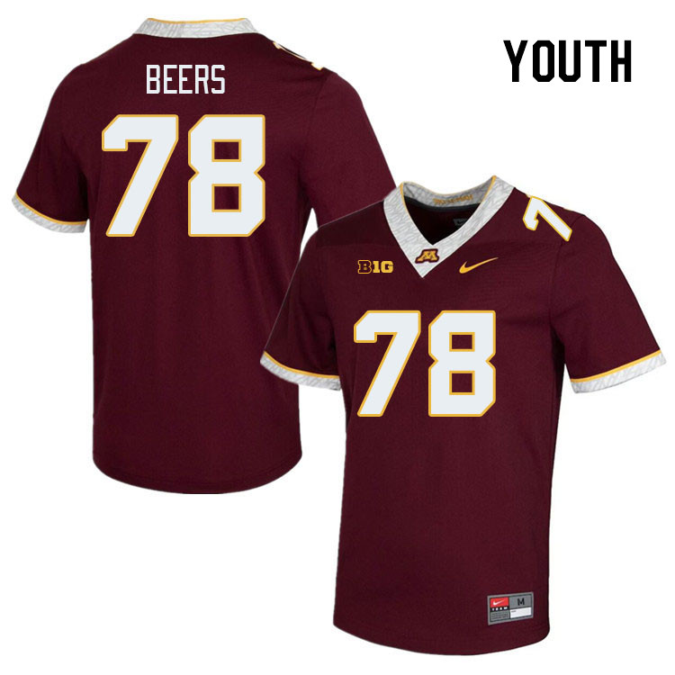 Youth #78 Ashton Beers Minnesota Golden Gophers College Football Jerseys Stitched-Maroon